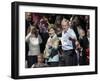 President Bush, Right, and First Lady Laura Bush Arrive for a Rally for Texas Governor Rick Perry-Lm Otero-Framed Photographic Print