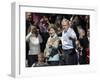 President Bush, Right, and First Lady Laura Bush Arrive for a Rally for Texas Governor Rick Perry-Lm Otero-Framed Photographic Print