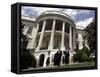 President Bush, Right, and Vice President Dick Cheney Walk to the South Lawn-null-Framed Stretched Canvas