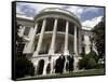 President Bush, Right, and Vice President Dick Cheney Walk to the South Lawn-null-Framed Stretched Canvas