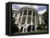President Bush, Right, and Vice President Dick Cheney Walk to the South Lawn-null-Framed Stretched Canvas