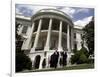 President Bush, Right, and Vice President Dick Cheney Walk to the South Lawn-null-Framed Photographic Print