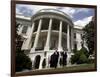 President Bush, Right, and Vice President Dick Cheney Walk to the South Lawn-null-Framed Photographic Print