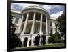 President Bush, Right, and Vice President Dick Cheney Walk to the South Lawn-null-Framed Photographic Print