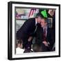 President Bush's Chief of Staff Gives Word of World Trade Center, During Visit to Elementary School-null-Framed Premium Photographic Print