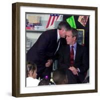 President Bush's Chief of Staff Gives Word of World Trade Center, During Visit to Elementary School-null-Framed Photographic Print