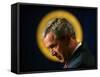 President Bush Speaks About Columbus Day at the Eisenhower Executive Office Building-null-Framed Stretched Canvas