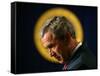 President Bush Speaks About Columbus Day at the Eisenhower Executive Office Building-null-Framed Stretched Canvas