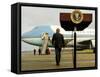 President Bush Walks Back to Air Force One after Speaking to Reporters at Toledo Express Airport-null-Framed Stretched Canvas