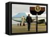 President Bush Walks Back to Air Force One after Speaking to Reporters at Toledo Express Airport-null-Framed Stretched Canvas