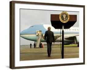 President Bush Walks Back to Air Force One after Speaking to Reporters at Toledo Express Airport-null-Framed Photographic Print