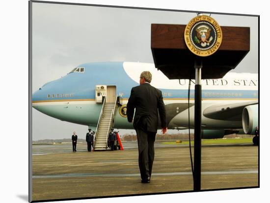 President Bush Walks Back to Air Force One after Speaking to Reporters at Toledo Express Airport-null-Mounted Photographic Print