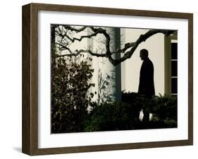 President Bush Walks out of the Oval Office to Make a Statement the South Lawn of the White House-null-Framed Premium Photographic Print