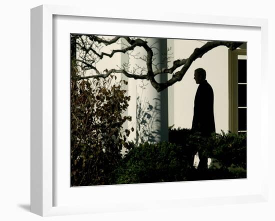 President Bush Walks out of the Oval Office to Make a Statement the South Lawn of the White House-null-Framed Premium Photographic Print