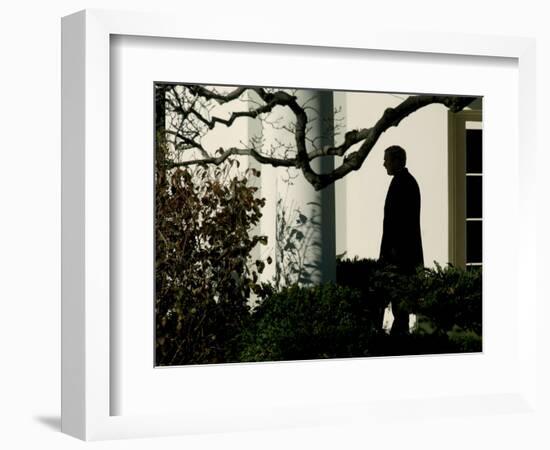 President Bush Walks out of the Oval Office to Make a Statement the South Lawn of the White House-null-Framed Photographic Print