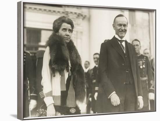 President Calvin and First Lady Grace Coolidge at the 1928 White House New Year's Reception-null-Framed Photo