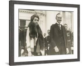 President Calvin and First Lady Grace Coolidge at the 1928 White House New Year's Reception-null-Framed Photo