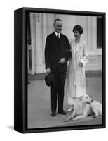 President Calvin and Grace Coolidge Acknowledge Greetings from Crowd on Nov. 5, 1924-null-Framed Stretched Canvas