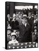 President Calvin Coolidge (1872-1933) Throws Out the First Ball of the 1924 World Series, 1924-American Photographer-Framed Stretched Canvas