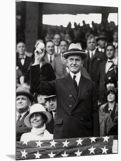President Calvin Coolidge (1872-1933) Throws Out the First Ball of the 1924 World Series, 1924-American Photographer-Mounted Photographic Print