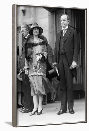 President Calvin Coolidge and First Lady Grace Coolidge Attending Easter Services. April 17, 1927-null-Framed Photo