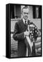 President Calvin Coolidge Holding an American Flag. May 2, 1924-null-Framed Stretched Canvas