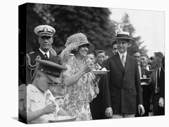 President Calvin Coolidge Smiles Along with His Wife at a White House Garden Party in June 1926-null-Stretched Canvas