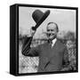 President Calvin Coolidge Waves a Hat Presented to Him by Smoki People of Prescott, Arizona-null-Framed Stretched Canvas