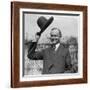 President Calvin Coolidge Waves a Hat Presented to Him by Smoki People of Prescott, Arizona-null-Framed Photo