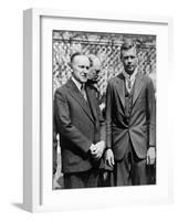 President Calvin Coolidge with Medal of Honor Recipient, Charles Lindbergh-null-Framed Photo