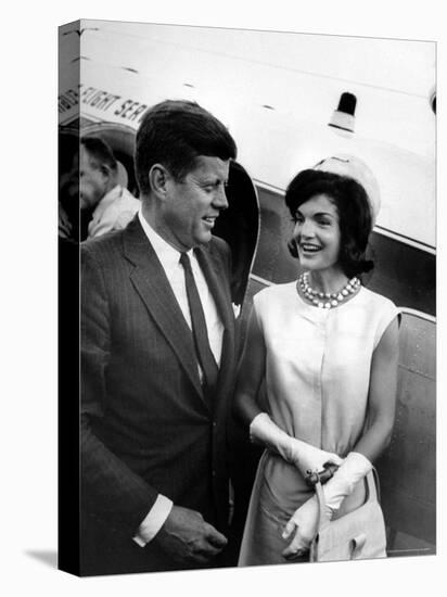 President Candidate Sen. Jack Kennedy Being Greeted by His Wife Jacqueline Upon His Return From LA-Paul Schutzer-Stretched Canvas