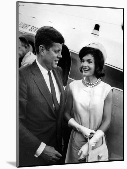 President Candidate Sen. Jack Kennedy Being Greeted by His Wife Jacqueline Upon His Return From LA-Paul Schutzer-Mounted Photographic Print