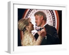 President Clinton Dances with His Wife Hillary at the Veterans Ball Monday-null-Framed Premium Photographic Print