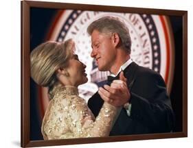 President Clinton Dances with His Wife Hillary at the Veterans Ball Monday-null-Framed Photographic Print