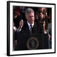 President Clinton Delivers Inaugural Speech after Being Sworn in for Second Term, January 20, 1997-null-Framed Photographic Print