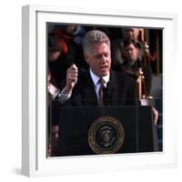 President Clinton Delivers Inaugural Speech after Being Sworn in for Second Term, January 20, 1997-null-Framed Photographic Print