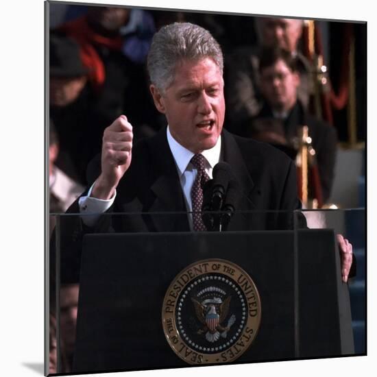 President Clinton Delivers Inaugural Speech after Being Sworn in for Second Term, January 20, 1997-null-Mounted Photographic Print