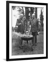 President Dwight D. Eisenhower Cooking Steaks with Former President Herbert C. Hoover-Walter Sanders-Framed Photographic Print