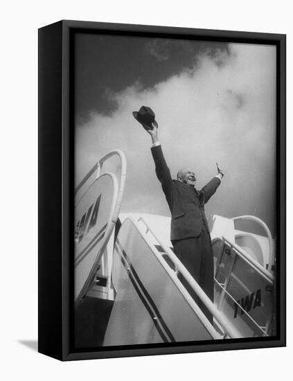 President Dwight D. Eisenhower, During Arrival For Summit Conference-Ed Clark-Framed Stretched Canvas