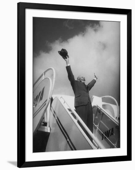 President Dwight D. Eisenhower, During Arrival For Summit Conference-Ed Clark-Framed Photographic Print