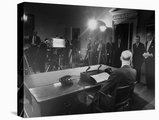 President Dwight D. Eisenhower Presenting His Farewell Address to the Nation-Ed Clark-Stretched Canvas