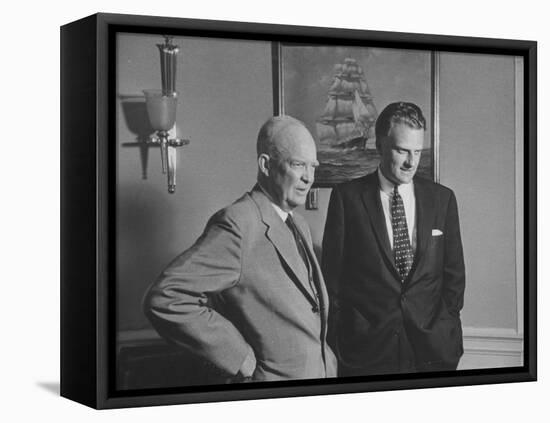 President Dwight D. Eisenhower Visiting with Religious Leader Billy Graham at the White House-null-Framed Stretched Canvas