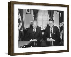 President Dwight Eisenhower Meets with President-Elect John Kennedy-null-Framed Photo