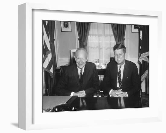 President Dwight Eisenhower Meets with President-Elect John Kennedy-null-Framed Photo