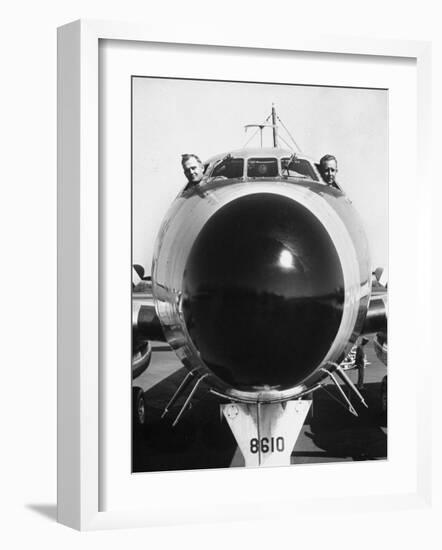 President Dwight Eisenhower's Plane, Columbine, with Pilots Lt. Col. William Drape and Mjr. Thomas-Hank Walker-Framed Photographic Print