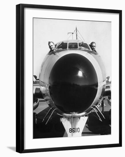 President Dwight Eisenhower's Plane, Columbine, with Pilots Lt. Col. William Drape and Mjr. Thomas-Hank Walker-Framed Photographic Print