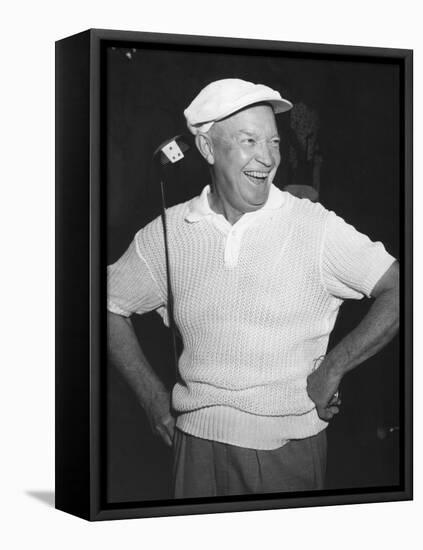 President Dwight Eisenhower Smiling While Golfing, Ca. 1954-null-Framed Stretched Canvas