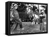 President Eisenhower Adds a Little 'Body English' to David Eisenhower's Golf Swing-null-Framed Stretched Canvas