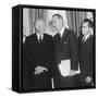 President Eisenhower and Future Presidents Lyndon Johnson and Richard Nixon-null-Framed Stretched Canvas
