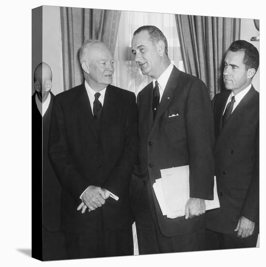 President Eisenhower and Future Presidents Lyndon Johnson and Richard Nixon-null-Stretched Canvas